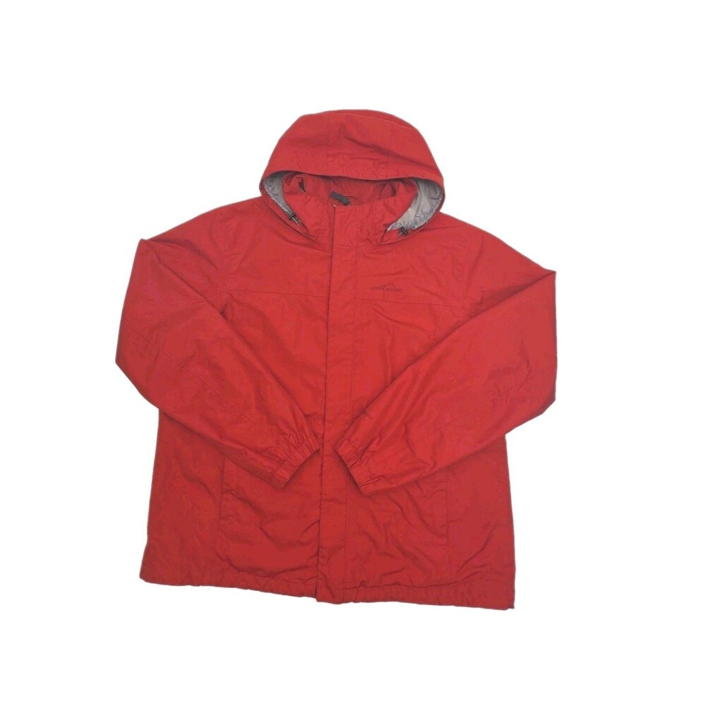 Eddie Bauer Rain Jacket WeatherEdge Hooded Waterproof Men Sz XXL 2XL Red Orange